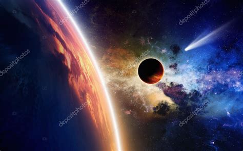 Planets and comet in space — Stock Photo © I_g0rZh #65766313