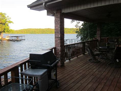 The breathtaking lake view at this luxurious, secluded Hot Springs, Arkansas lake house on Lake ...