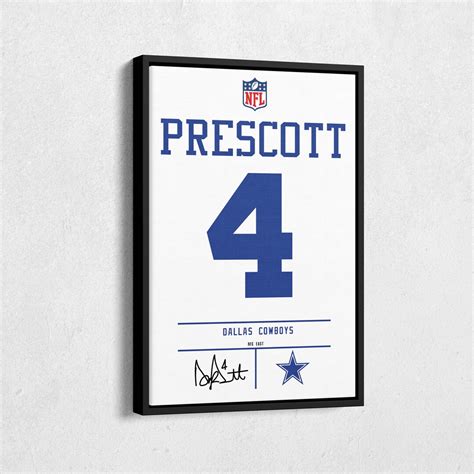 Dak Prescott Jersey Art Dallas Cowboys NFL Wall Art Home Decor Hand ...