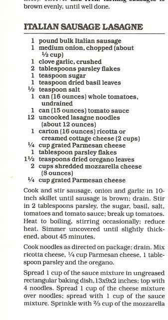 Betty Crocker's Classic cookbook Lasagna | Betty crocker lasagna recipe ...