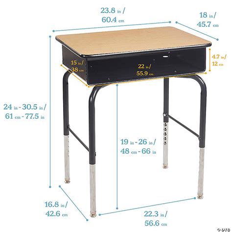 ECR4Kids Open Front Desk with Metal Storage Book Box, Adjustable ...