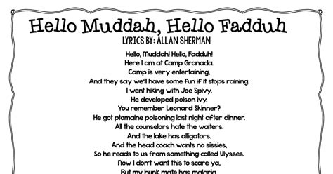 Hello Muddah Hello Fuddah Lyrics for Cause and Effect.pdf Reading Skills, Teaching Reading ...