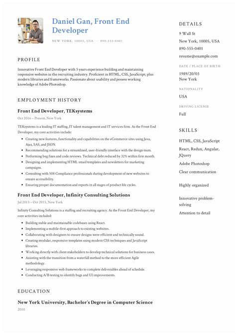 Casual Front End Developer Career Objective Graphic Designer Cv Sample