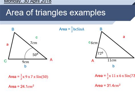 Area of triangles, further trigonometry lesson | Teaching Resources