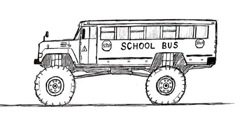 How to draw a Monster Truck School Bus - YouTube