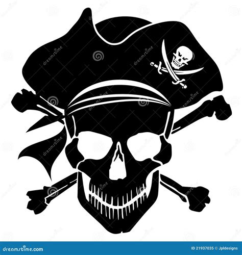 Pirate Skull Captain With Hat And Cross Bones Royalty Free Stock Photo ...