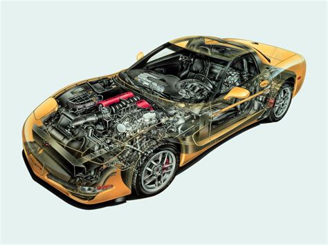 Chevrolet Corvette C5 Cutaway Drawing in High quality