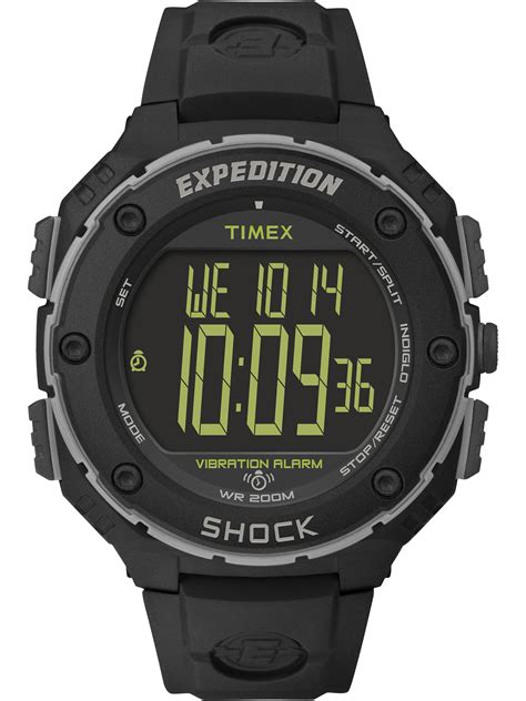 Timex - Men's Expedition Shock XL Vibrating Alarm Watch, Black Resin ...