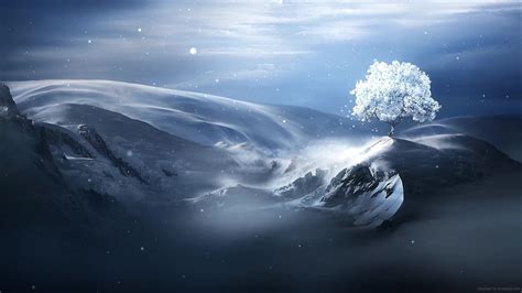 White Snow Tree On The Mountain Live Wallpaper - MoeWalls