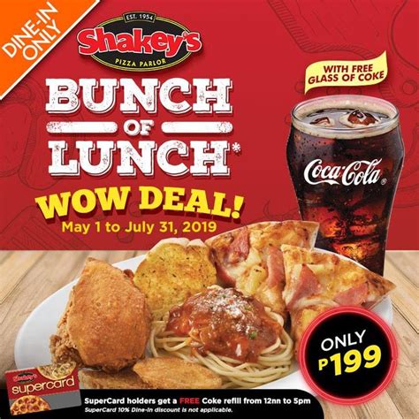 Shakey's Original Bunch of Lunch Promo until July 31, 2019- Proud Kuripot | Food menu, Food, Lunch