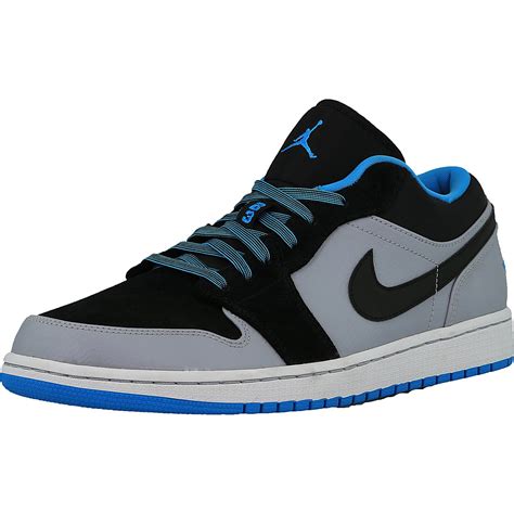 Nike Men's Air Jordan 1 Low Black / Dark Powder Blue-Wolf Grey Ankle ...