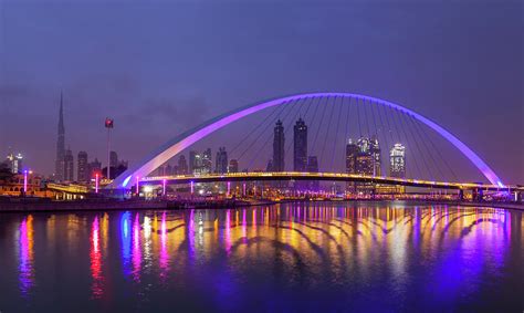 Pedestrian Bridge Across Dubai Creek, Water Canal Walk, Uae Digital Art ...