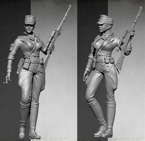 1/35 Resin Figure Model Kit German Sexy Female Sniper Beautiful Soldier WWII