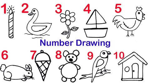 How to draw pictures using numbers 1 to 10 || Number Drawing easy step ...