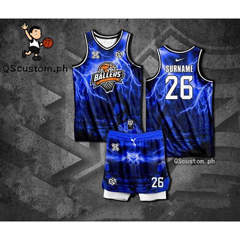 Basketball Jersey Lightning Design Dark Blue Terno for Men Kids Free Customized Name and Number ...