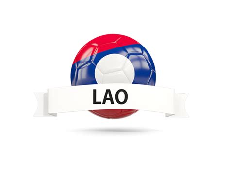 Football with flag and banner. Illustration of flag of Laos