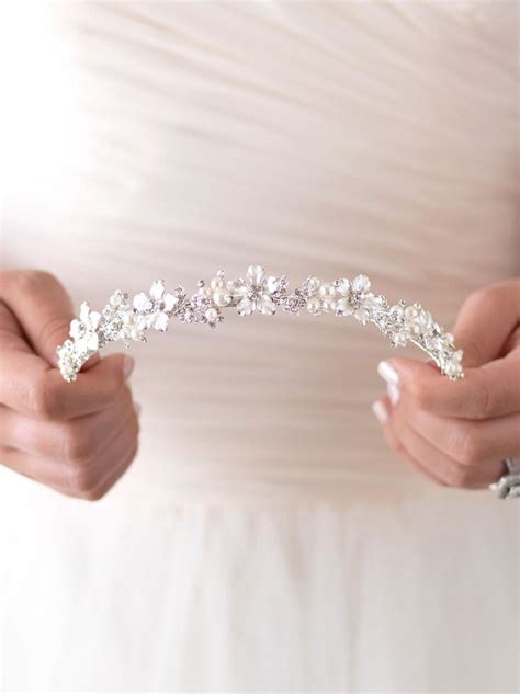 Pearl Flower Bridal Headband, Pearls & Rhinestones Wedding Headpiece ...