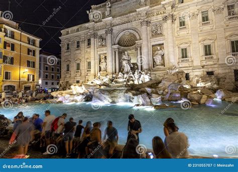 The Trevi Fountain at Night, Rome Editorial Photography - Image of ...