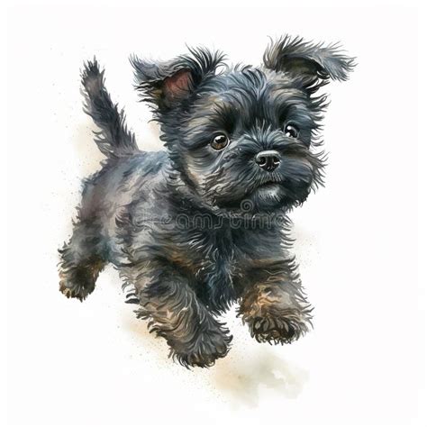 Charming Affenpinscher Puppy in Watercolor Painting AI Generated Stock Illustration ...