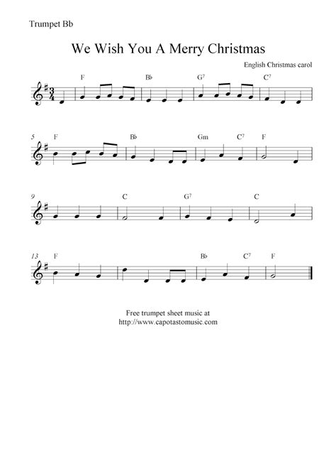 Easy Sheet Music For Beginners: We Wish You A Merry Christmas, free ...