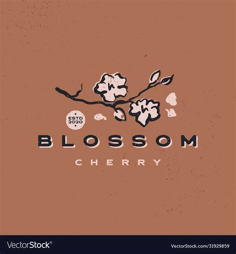 Cherry blossom aesthetic vintage retro logo icon Vector Image