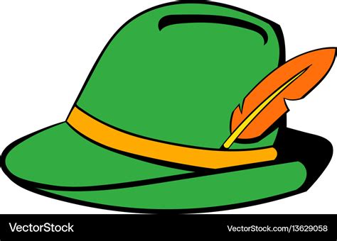 Green hat with feather icon cartoon Royalty Free Vector