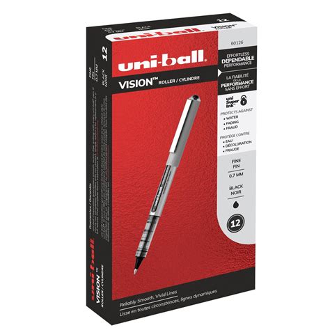 uni-ball® VISION Pens, Black Ink, Fine Point, Black/Gray Barrels, 0.7 ...