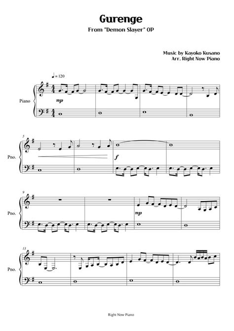 Demon Slayer - Gurenge (OP) (Easy Piano) Sheet Music