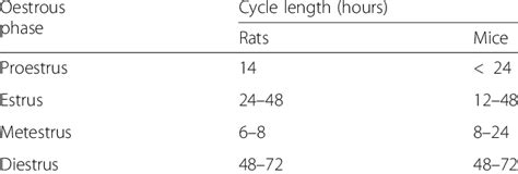 Length of various phases of the oestrous cycle | Download Scientific Diagram