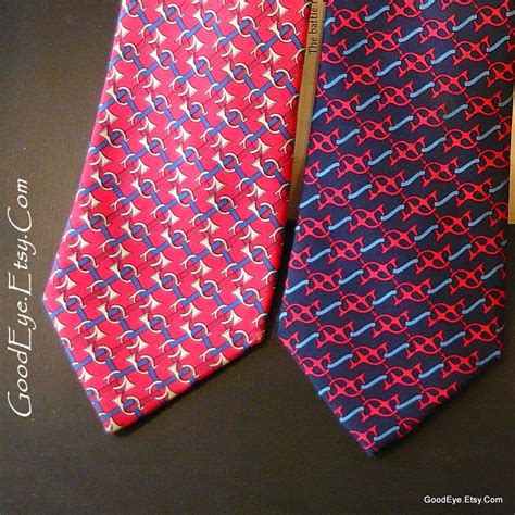 Vintage Two HERMES Silk Neck Ties 2-pc lot Menswear Red and | Etsy ...