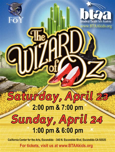 The Wizard of Oz at Broadway Theatre Arts Academy - Performances April ...