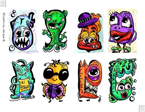 Monster Stickers | Stickers to color ( or already colored ).… | Flickr