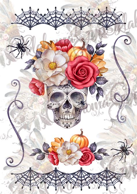 Halloween Skull Floral Digital File – Oklahoma Gypsy Designs