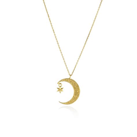 Crescent moon & star necklace gold – momocreatura