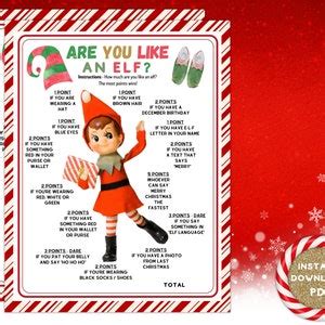 Christmas Party Elf Game, Funny Holiday Printable Group Game Xmas Party ...