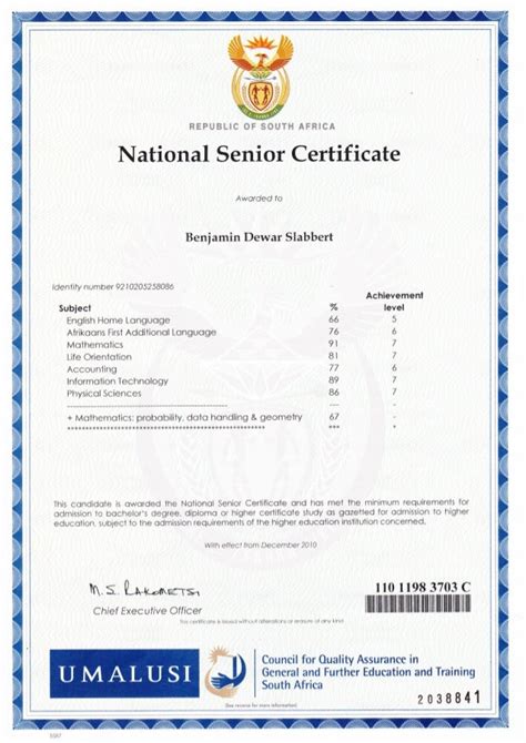 Matric Certificate