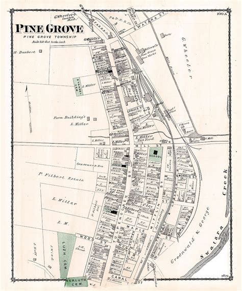 1875 Town Map of Pine Grove Schuylkill County Pennsylvania - Etsy