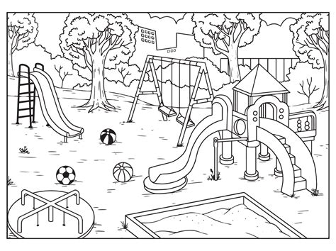 Vector illustration of a playground. Suitable for coloring book, coloring pages, etc 21576085 ...