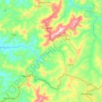 Muhanga topographic map, elevation, terrain