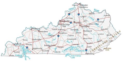 Map of Kentucky - Cities and Roads - GIS Geography