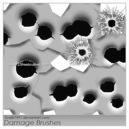 Bullet Hole Damage | Adobe Photoshop Brushes | 123Freebrushes