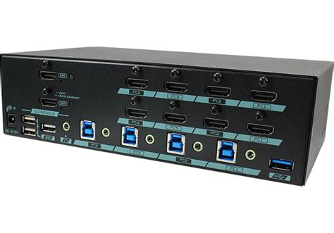 4 Ports True 4K Dual Monitor DisplayPort KVM Switch with USB 3.2 Gen 1, Audio, Hotkey Control