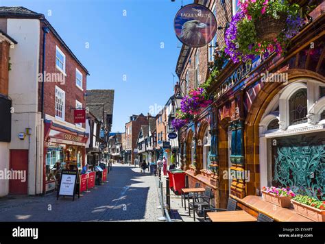 Pubs, shops and cafes on Friar Street in the city centre, Worcester ...