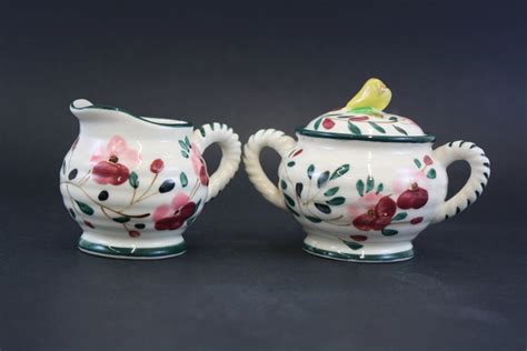 Vintage Pink Floral Cream and Sugar Set E6346 - Etsy