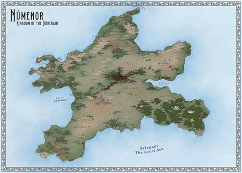 NÚMENOR Map From Tolkien's Works. Middle Earth. the Rings - Etsy