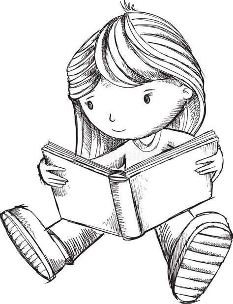 Girl Reading Book Sketch Vector Stock Vector - Image: 49796855