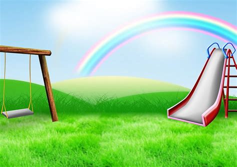 Playground, swing, grass, rainbow, lawn, play, HD wallpaper | Peakpx