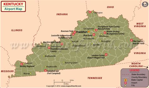 Airports in Kentucky, Kentucky Airports Map