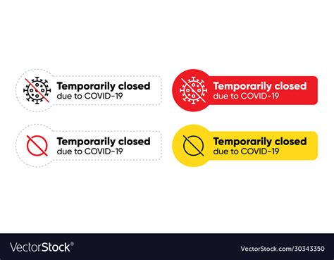 Temporarily closed due to covid-19 sign Royalty Free Vector