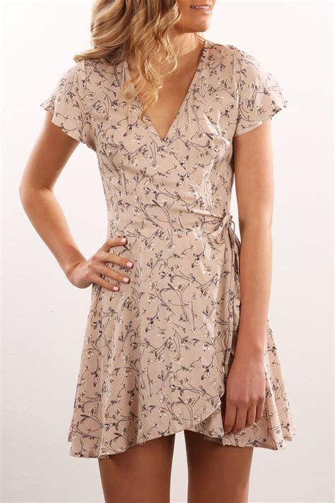 Wrap Me Up Dress Beige Print | Women's | Jean Jail | Shopping womens ...